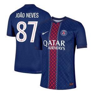 Tricouri Fotbal PSG JOÃO NEVES #87 Acasă 2025/26 Authentic