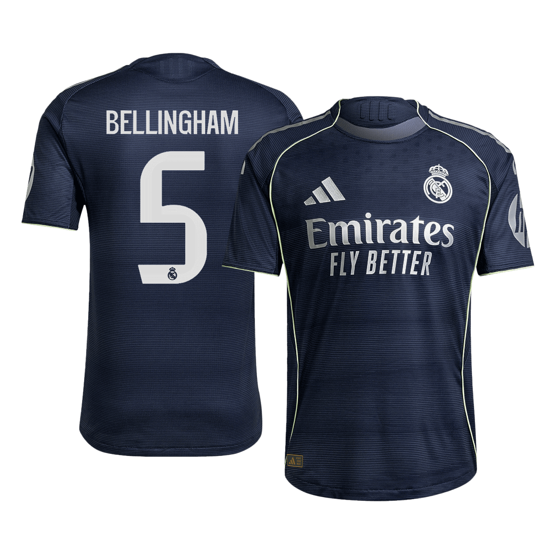Tricouri Fotbal Real Madrid BELLINGHAM #5 Deplasare 2025/26 Authentic - Premium