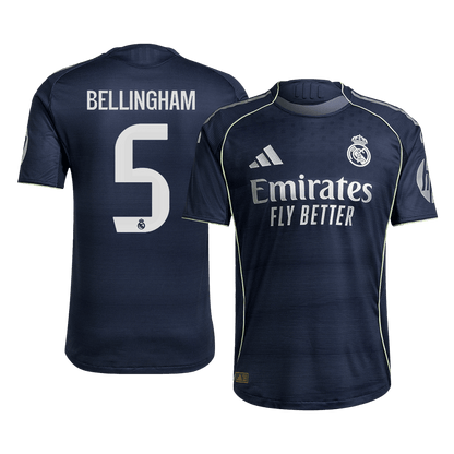 Tricouri Fotbal Real Madrid BELLINGHAM #5 Deplasare 2025/26 Authentic - Premium