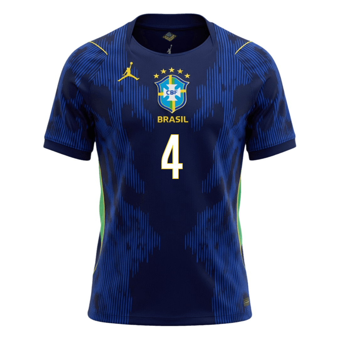 Tricouri Fotbal Brazilia MARQUINHOS #4 Deplasare Cupa Mondială 2026