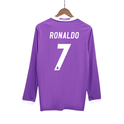 Tricouri Fotbal Vintage Real Madrid RONALDO #7 Deplasare 2016/17 Mânecă Lungă