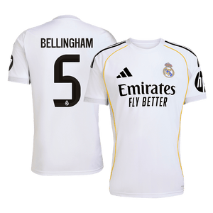 Tricouri Fotbal Real Madrid BELLINGHAM #5 Acasă 2025/26 - Premium (mărime mare)