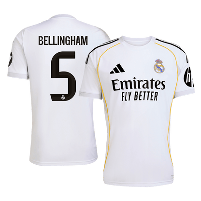 Tricouri Fotbal Real Madrid BELLINGHAM #5 Acasă 2025/26 - Premium (mărime mare)