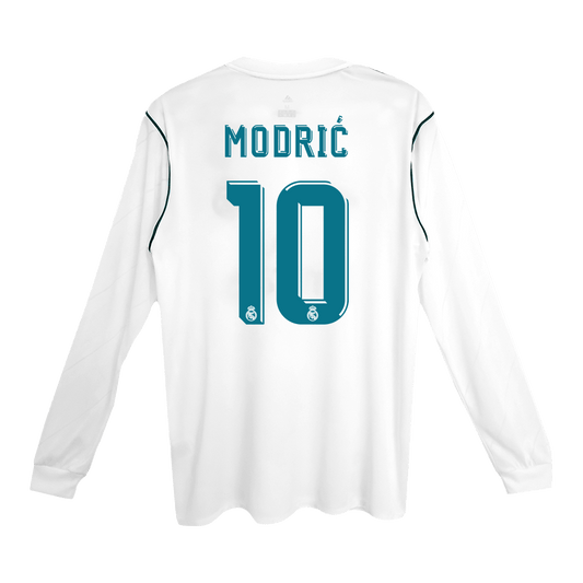 Tricouri Fotbal Vintage Real Madrid MODRIĆ #10 Acasă 2017/18 Mânecă Lungă