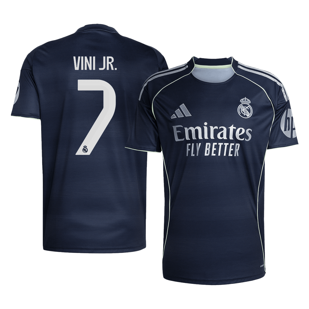 Tricouri Fotbal Real Madrid VINI JR. #7 Deplasare 2025/26 (mărime mare) - Premium