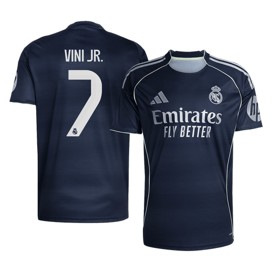 Tricouri Fotbal Real Madrid VINI JR. #7 Deplasare 2025/26 (mărime mare) - Premium