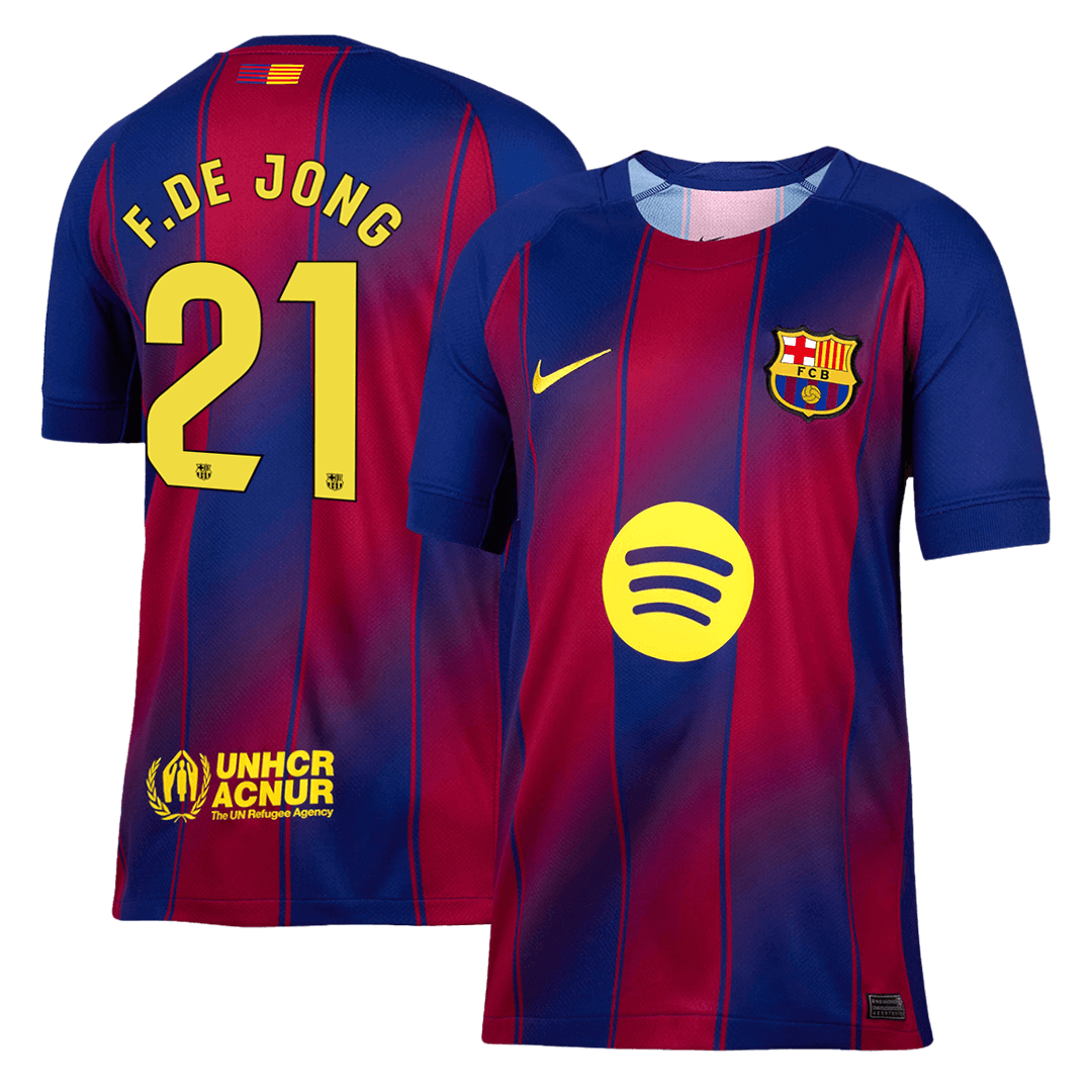 Tricouri Fotbal Barcelona F.DE JONG #21 Acasă 2025/26 - Premium