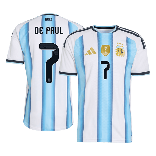 Tricouri Fotbal Argentina DE PAUL #7 Acasă Cupa Mondială 2026 Authentic