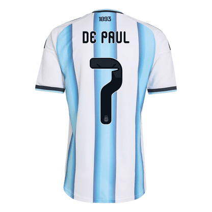 Tricouri Fotbal Argentina DE PAUL #7 Acasă Cupa Mondială 2026 Authentic