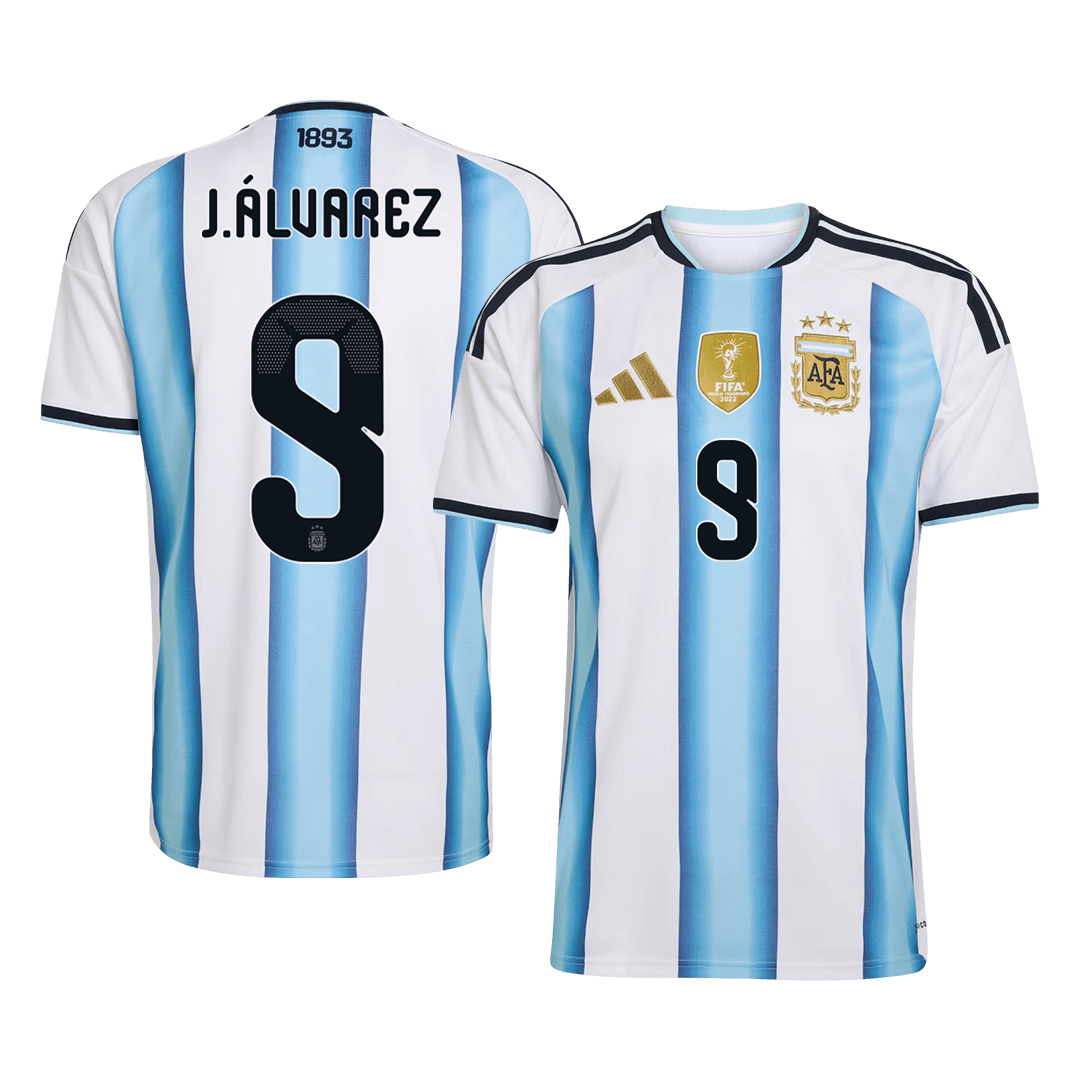 Tricouri Fotbal Argentina J.ÁLVAREZ #9 Acasă Cupa Mondială 2026 - Premium