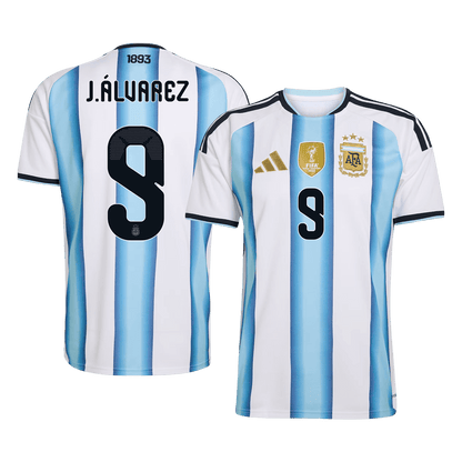 Tricouri Fotbal Argentina J.ÁLVAREZ #9 Acasă Cupa Mondială 2026 - Premium