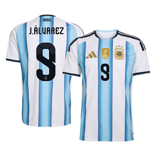 Tricouri Fotbal Argentina J.ÁLVAREZ #9 Acasă Cupa Mondială 2026 - Premium