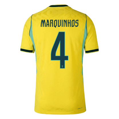 Tricouri Fotbal Brazilia MARQUINHOS #4 Acasă Cupa Mondială 2026 Authentic