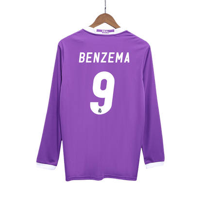 Tricouri Fotbal Vintage Real Madrid BENZEMA #9 Deplasare 2016/17 Mânecă Lungă