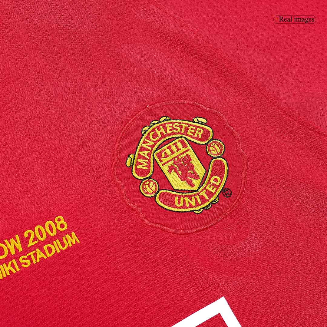 Tricouri Fotbal Vintage Manchester United Acasă 2007/08 Mânecă Lungă - UCL Final