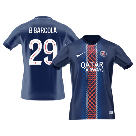 Tricouri Fotbal PSG B.BARCOLA #29 Acasă 2025/26 - Premium