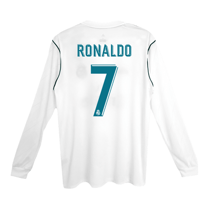 Tricouri Fotbal Vintage Real Madrid RONALDO #7 Acasă 2017/18 Mânecă Lungă
