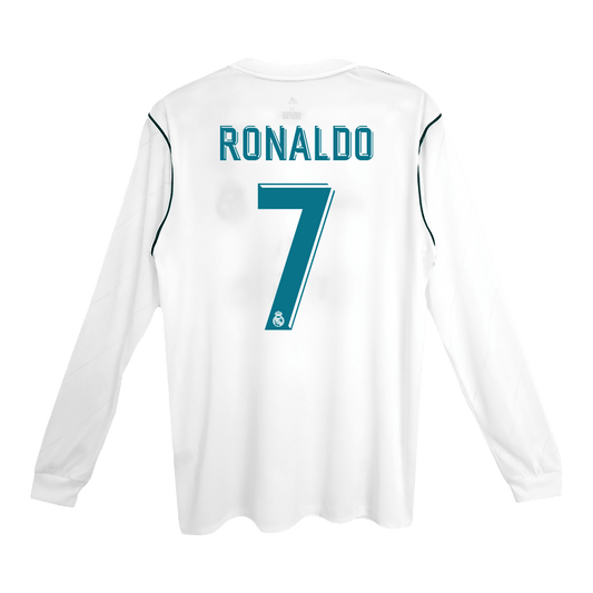 Tricouri Fotbal Vintage Real Madrid RONALDO #7 Acasă 2017/18 Mânecă Lungă