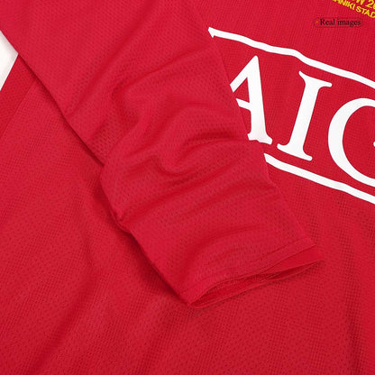 Tricouri Fotbal Vintage Manchester United ROONEY #10 Acasă 2007/08 Mânecă Lungă - UCL Final