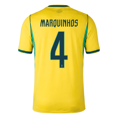 Tricouri Fotbal Brazilia MARQUINHOS #4 Acasă Cupa Mondială 2026 - Premium