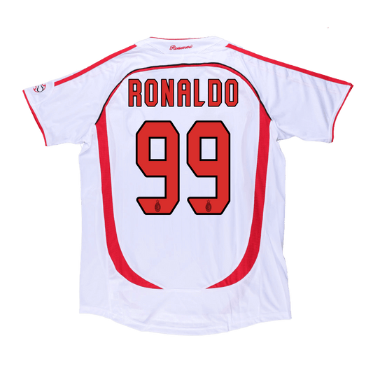 Tricouri Fotbal Vintage AC Milan RONALDO #99 Deplasare 2006/07 - UCL