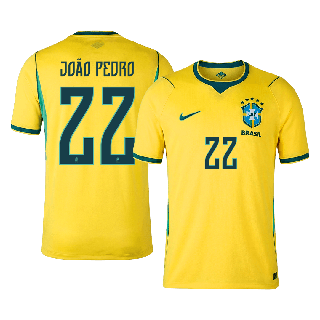 Tricouri Fotbal Brazilia JOÃO PEDRO #22 Acasă Cupa Mondială 2026 - Premium