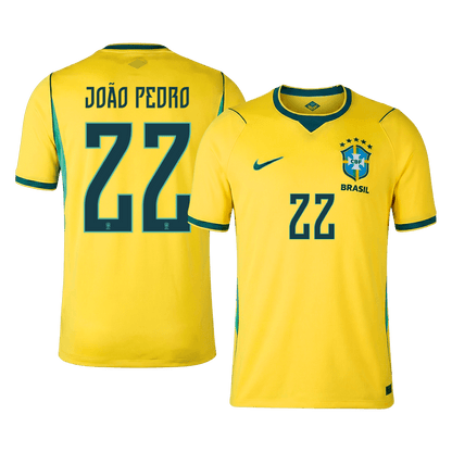 Tricouri Fotbal Brazilia JOÃO PEDRO #22 Acasă Cupa Mondială 2026 - Premium