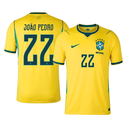Tricouri Fotbal Brazilia JOÃO PEDRO #22 Acasă Cupa Mondială 2026 - Premium
