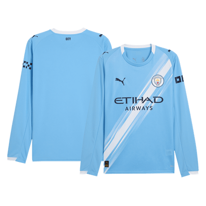 Tricouri Fotbal Manchester City Acasă 2025/26 Mânecă Lungă (mărime mare)