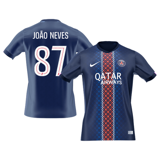 Tricouri Fotbal PSG JOÃO NEVES #87 Acasă 2025/26 - Premium