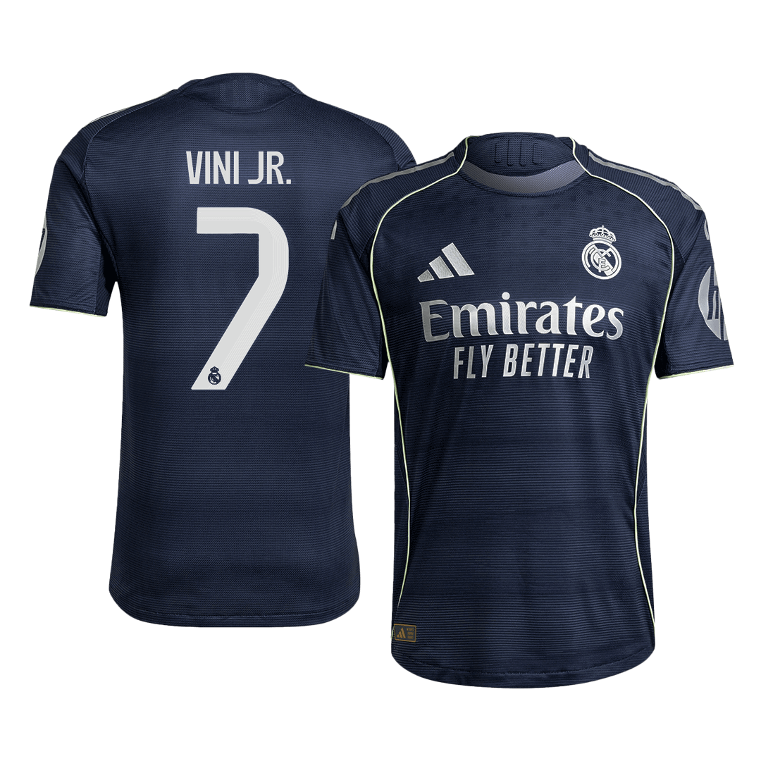 Tricouri Fotbal Real Madrid VINI JR. #7 Deplasare 2025/26 Authentic - Premium