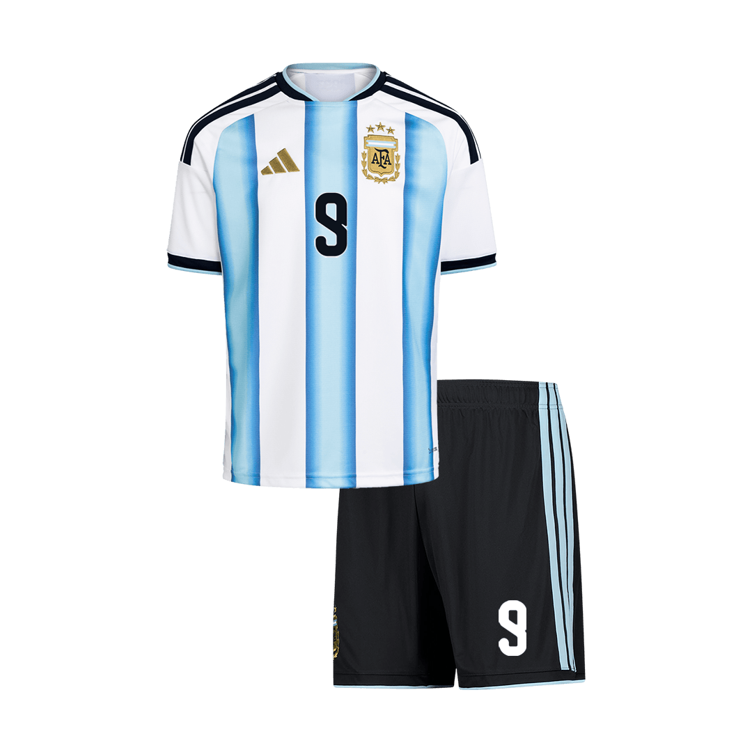 Set Tricouri Fotbal Argentina J.ÁLVAREZ #9 Acasă Cupa Mondială 2026 Pentru Copii - Super