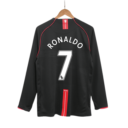 Tricouri Fotbal Vintage Manchester United RONALDO #7 Deplasare 2007/08 Mânecă Lungă