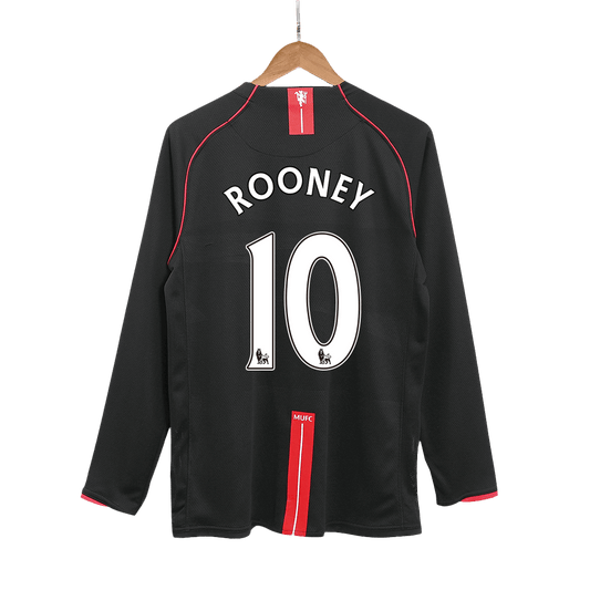 Tricouri Fotbal Vintage Manchester United ROONEY #10 Deplasare 2007/08 Mânecă Lungă