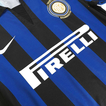 Tricouri Fotbal Vintage Inter Milano Acasă 2007/08 - 100th Anniversary