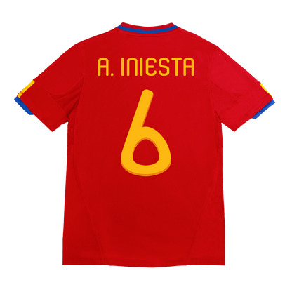 Tricouri Fotbal Vintage Spania A. INIESTA #6 Acasă 2010