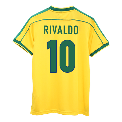 Tricouri Fotbal Vintage Brazilia RIVALDO #10 Acasă 1998