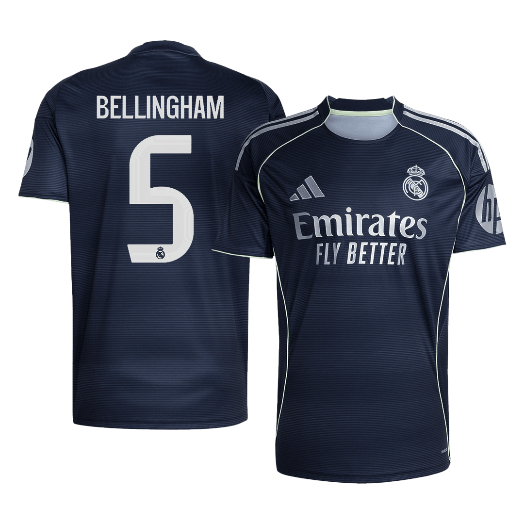 Tricouri Fotbal Real Madrid BELLINGHAM #5 Deplasare 2025/26 - Premium
