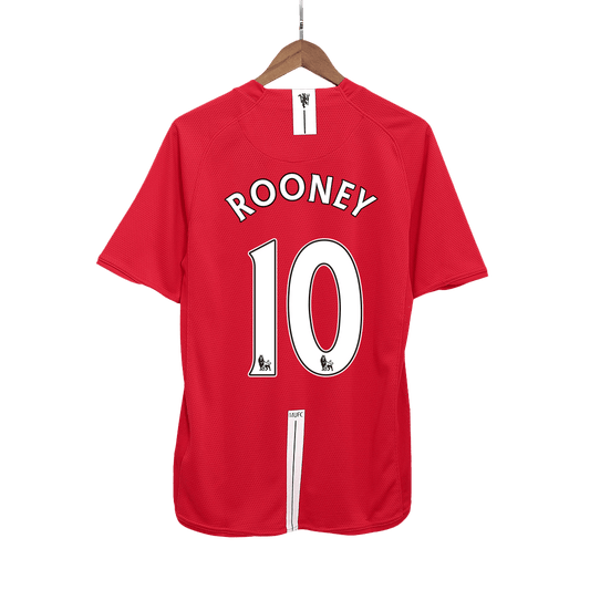 Tricouri Fotbal Vintage Manchester United ROONEY #10 Acasă 2007/08