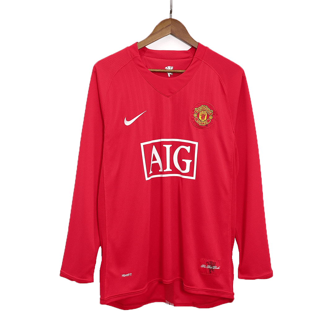 Tricouri Fotbal Vintage Manchester United SCHOLES #18 Acasă 2007/08 Mânecă Lungă