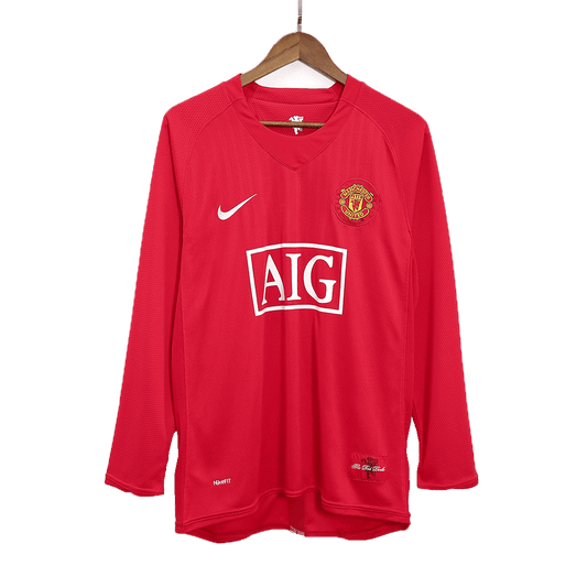 Tricouri Fotbal Vintage Manchester United Acasă 2007/08 Mânecă Lungă