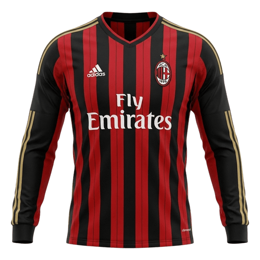 Tricouri Fotbal Vintage AC Milan Acasă 2013/14 Mânecă Lungă