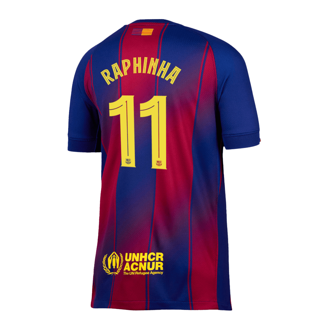 Tricouri Fotbal Barcelona RAPHINHA #11 Acasă 2025/26 UCL - Premium (mărime mare)