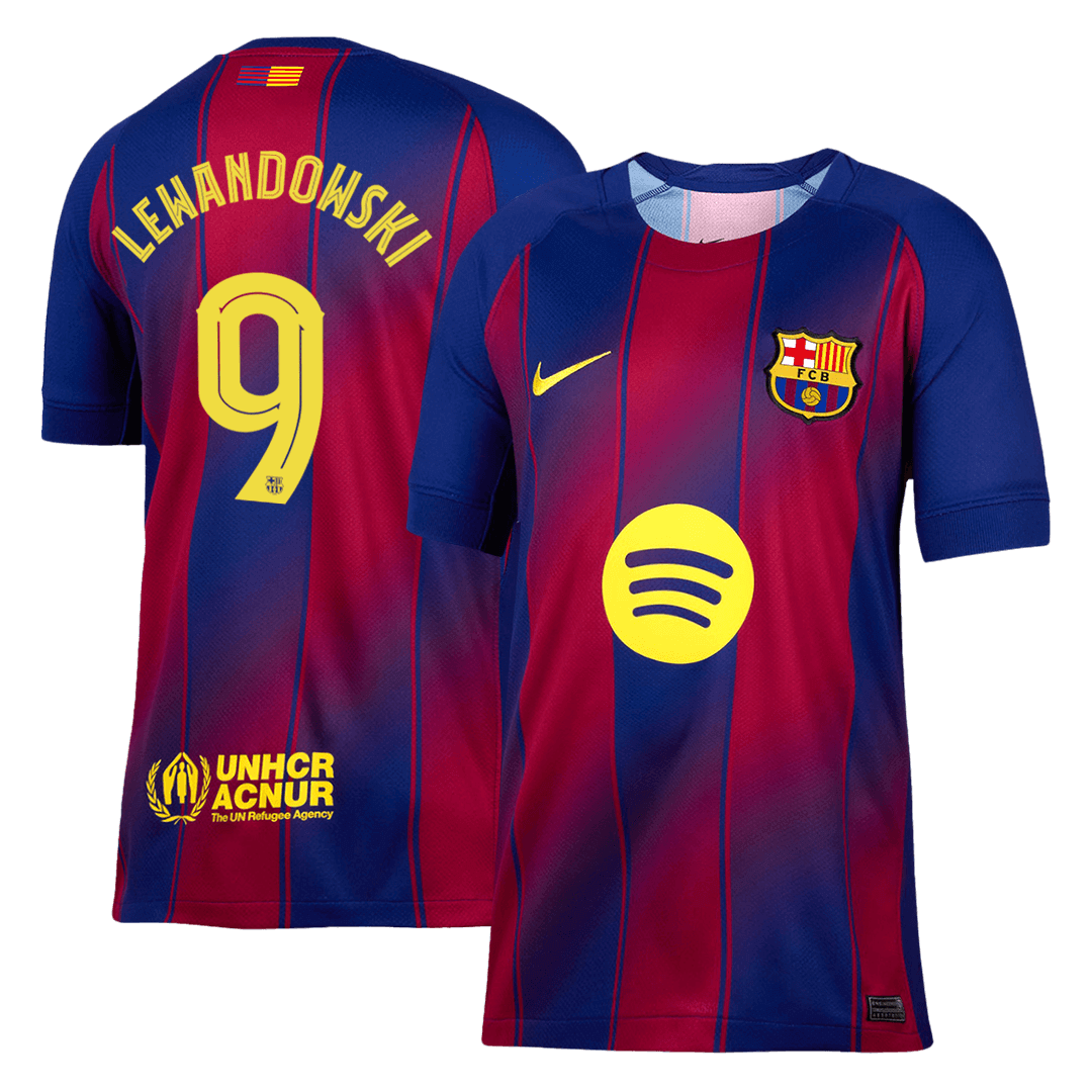 Tricouri Fotbal Barcelona LEWANDOWSKI #9 Acasă 2025/26 UCL - Premium