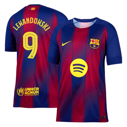 Tricouri Fotbal Barcelona LEWANDOWSKI #9 Acasă 2025/26 UCL - Premium