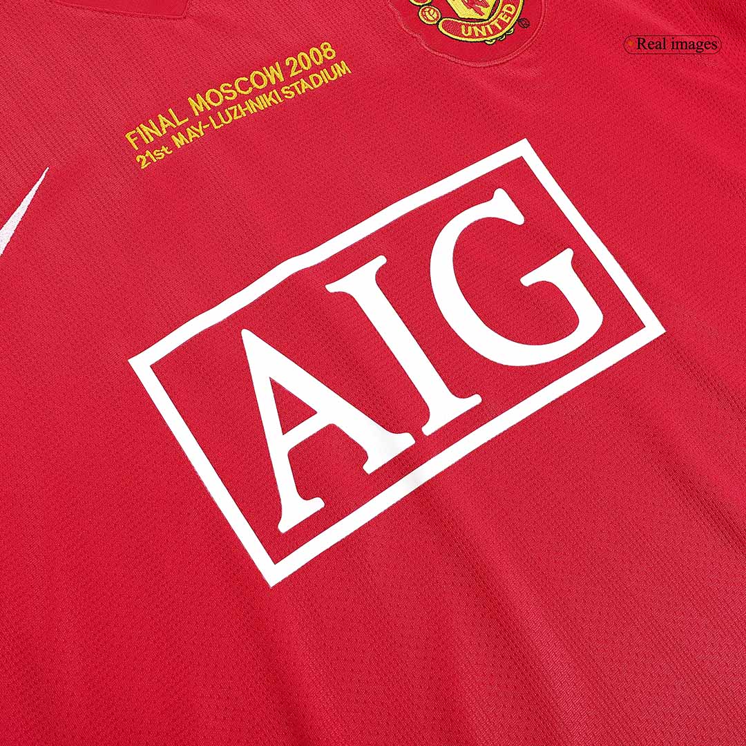 Tricouri Fotbal Vintage Manchester United Acasă 2007/08 Mânecă Lungă - UCL Final