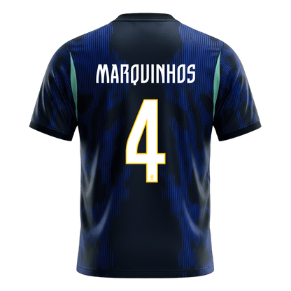 Tricouri Fotbal Brazilia MARQUINHOS #4 Deplasare Cupa Mondială 2026
