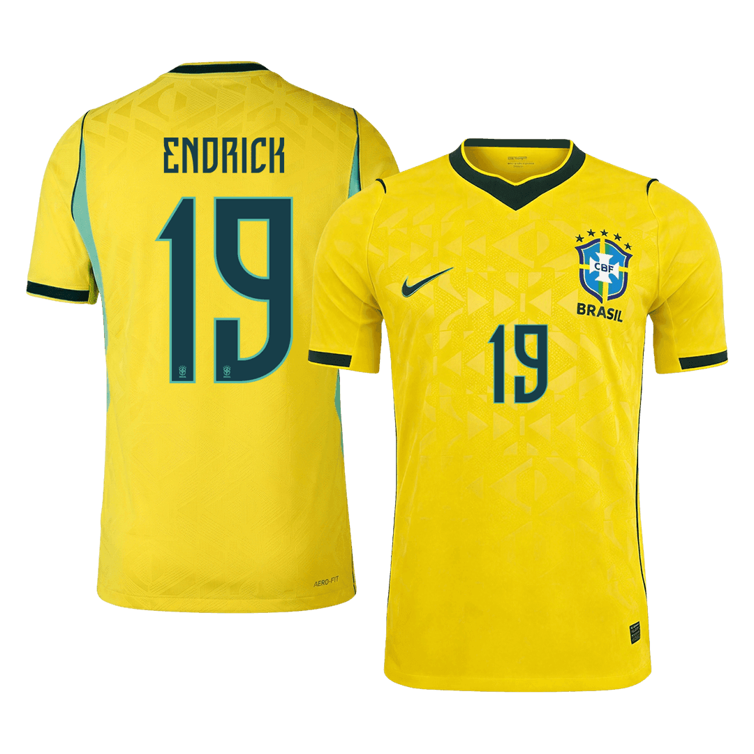 Tricouri Fotbal Brazilia ENDRICK #19 Acasă Cupa Mondială 2026 Authentic