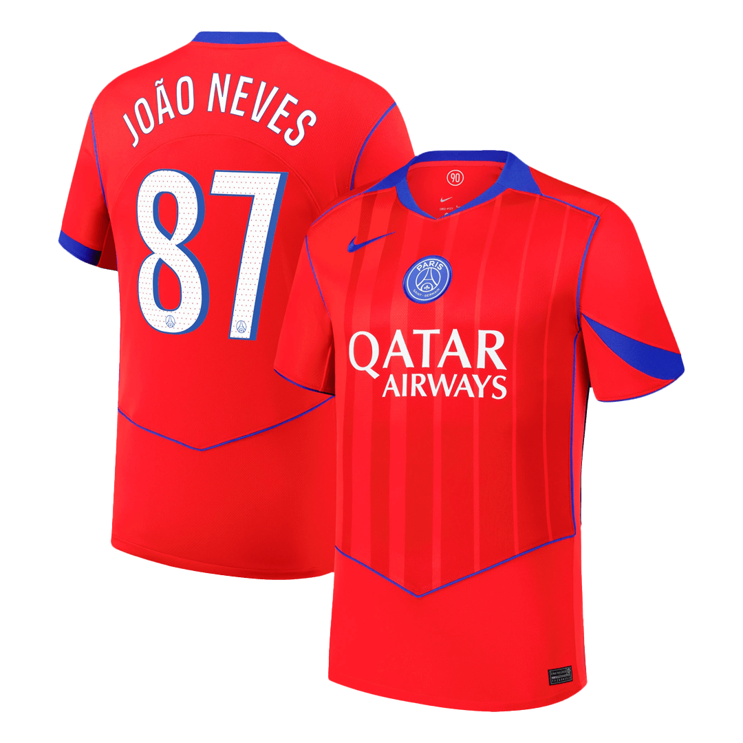 Tricouri Fotbal PSG JOÃO NEVES #87 Treilea 2025/26