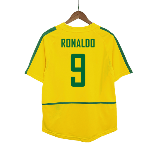 Tricouri Fotbal Vintage Brazilia RONALDO #9 Acasă 2002/03